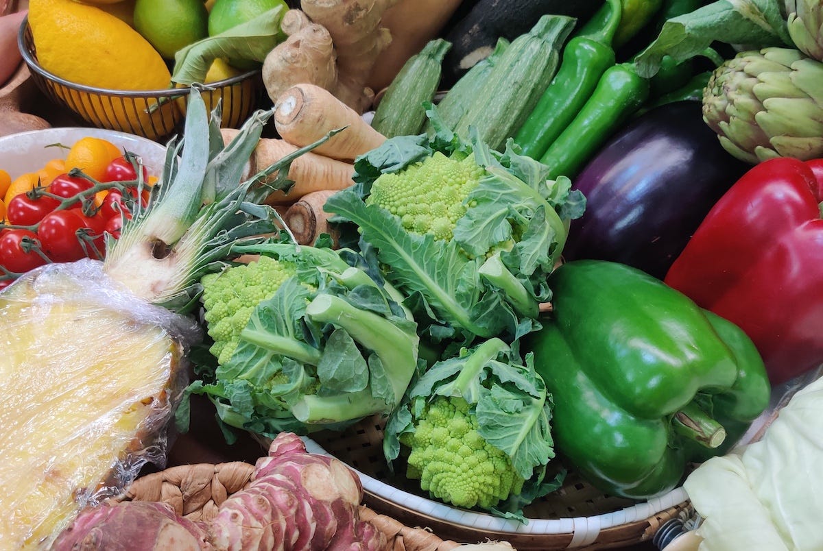 Romanesco and other vegetables at the market in Cannes