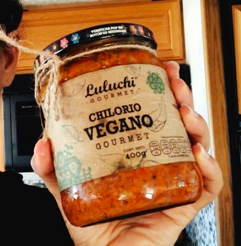luluchi gourmet chilorio vegano jar made from jackfruit.