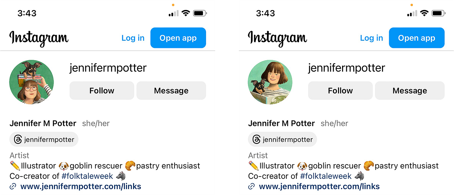 A side by side comparison of different profile pics in Instagram A side by side comparison of different profile pics in Instagram