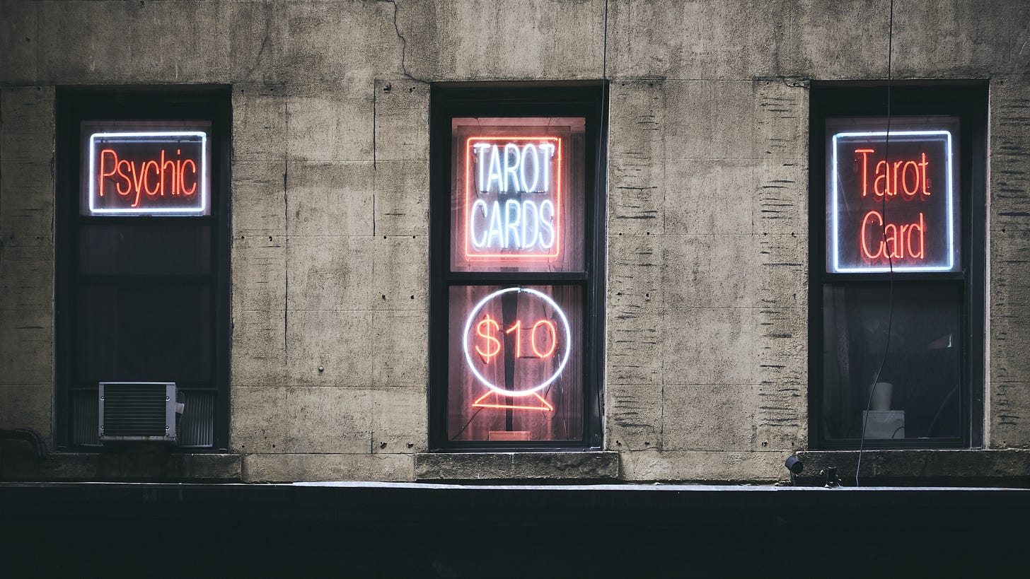 Outside view of psychic and tarot shop