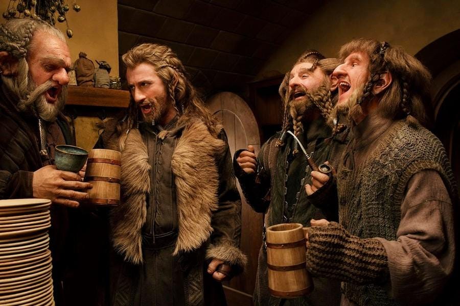 Dori, Ori, Nori and Fili in Bag-End, from the Hobbit films