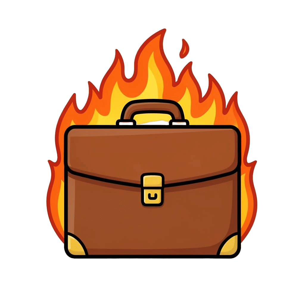 Clipart of a work briefcase on fire. Clipart of a work briefcase on fire.