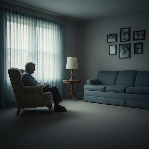 A man sitting by himself in a darkened room. A man sitting by himself in a darkened room.