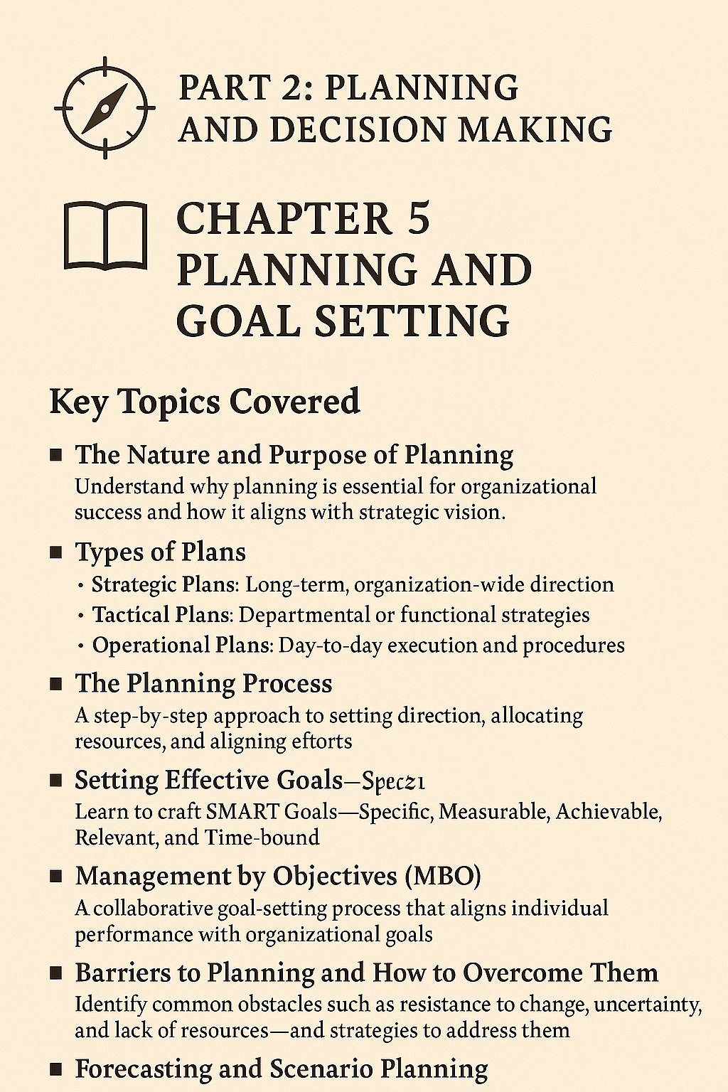 Organizational Management-Chapter 5: Planning and Goal Setting