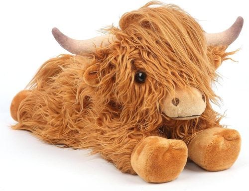 White Highland Cows Stuffed Animals, Cute Fluffy Cow Plush Figure Toys Realistic Highland Cattle Plush Decor, Plateau Cow ...