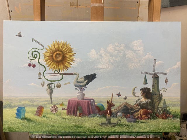 r/acrylicpainting - a painting of a person on a table