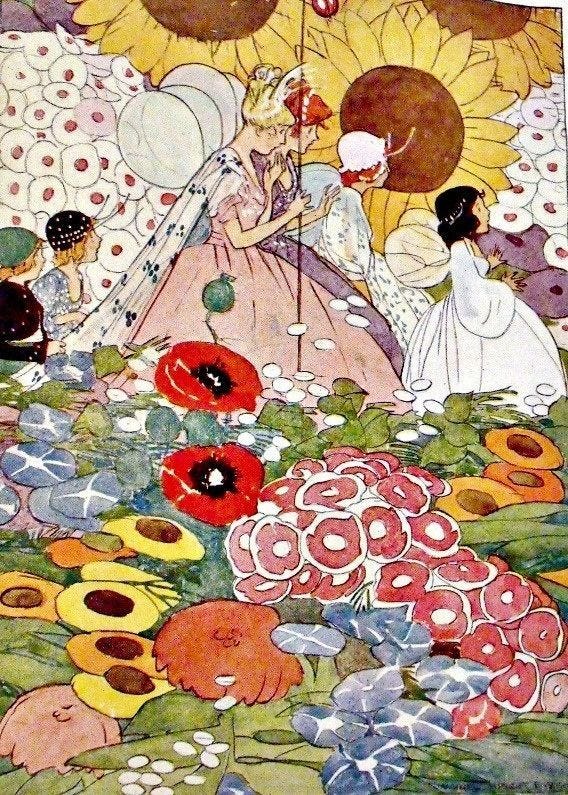 This may contain: an image of a painting with sunflowers and other flowers
