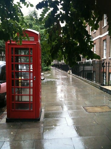 London Telephone box in the rain London Telephone box in the rain