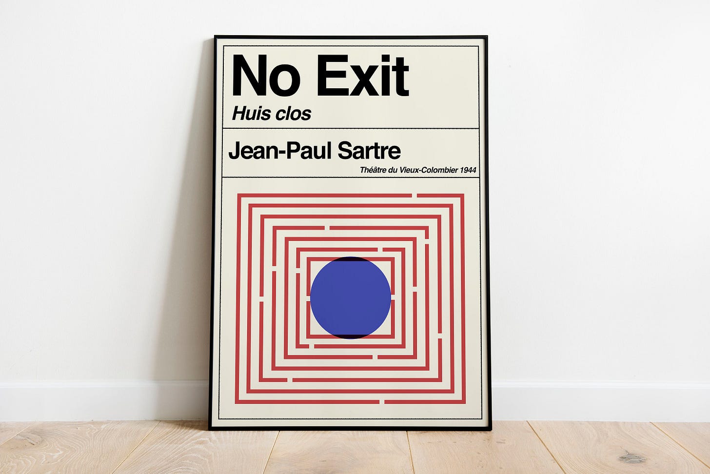 No Exit | Jean Paul Sartre | Philosophy Retro Vintage Existentialism Book  Art Print | Literary Gifts for Book Lovers | Minimal Book Poster