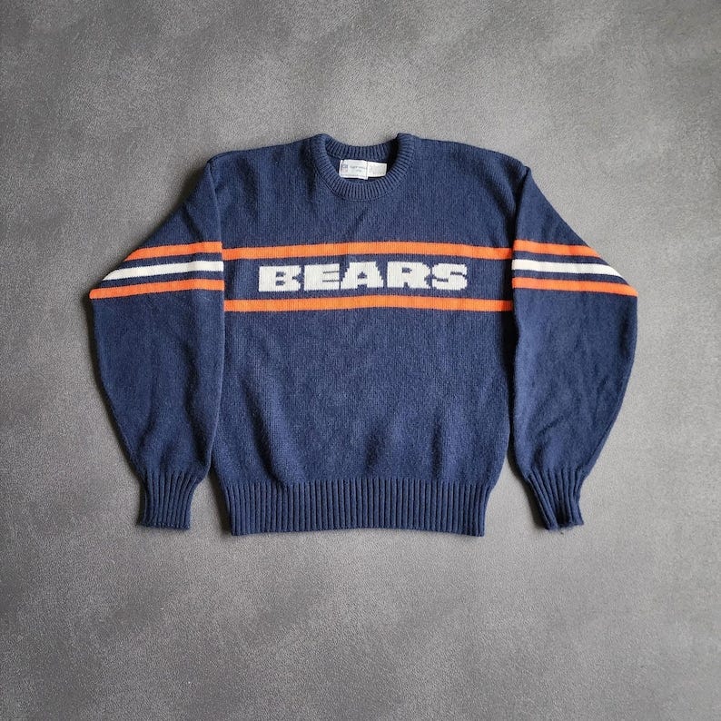 Vintage Chicago Bears Cliff Engle Made in USA Wool Blend Sweater Large image 1 Vintage Chicago Bears Cliff Engle Made in USA Wool Blend Sweater Large image 1