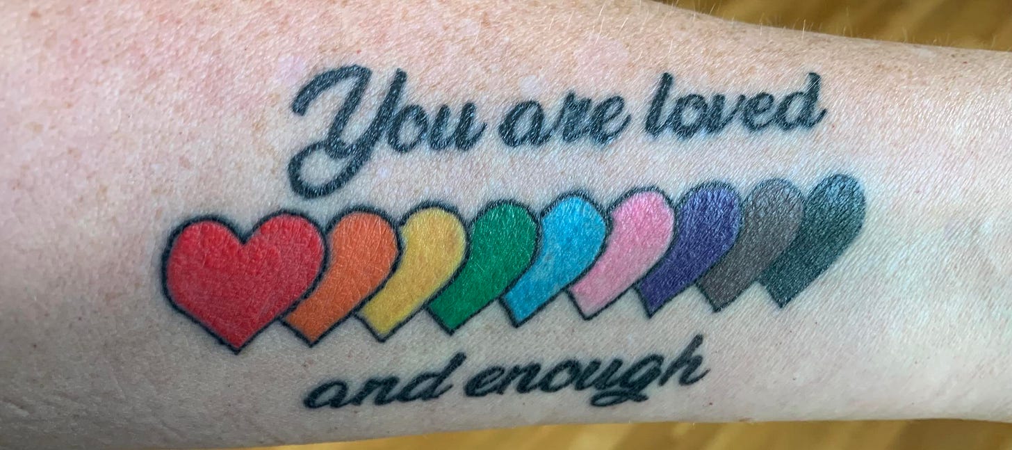 May be a doodle of heart and text that says 'Youarelove yom are loved 2า andenough'