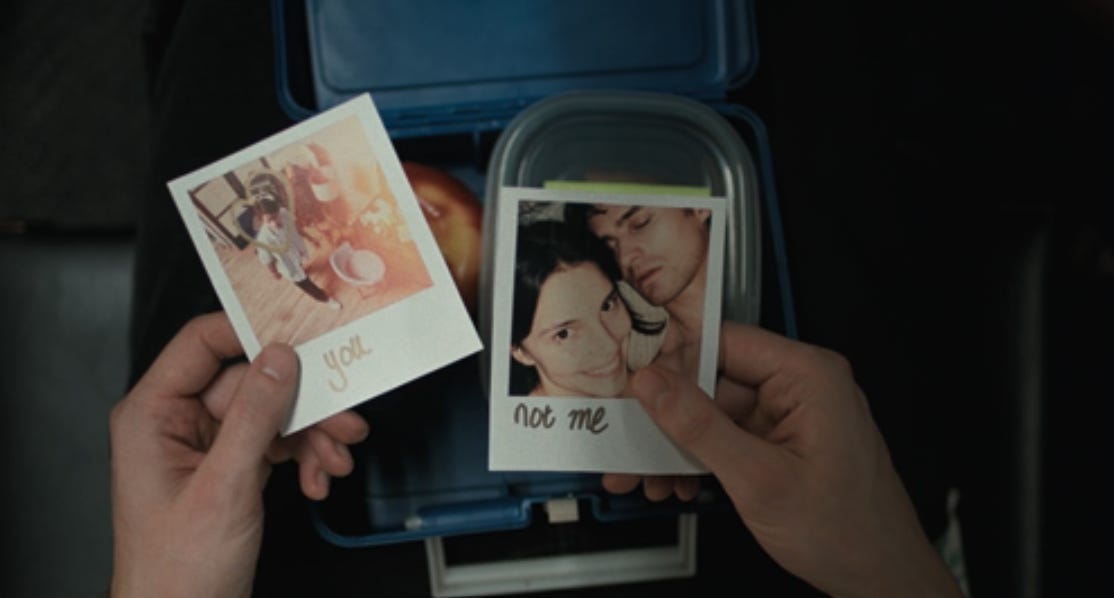 Bear finds a polaroid of Nikki labelled "Not me"