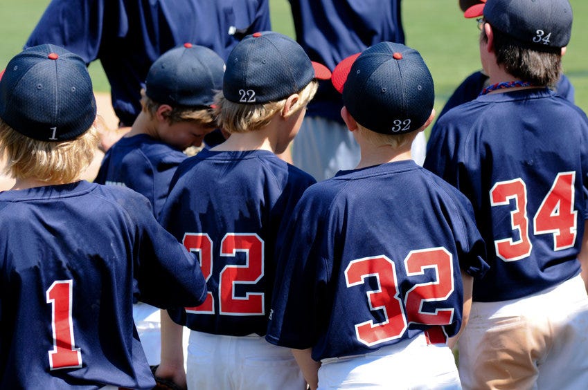 Baseball team in a huddle