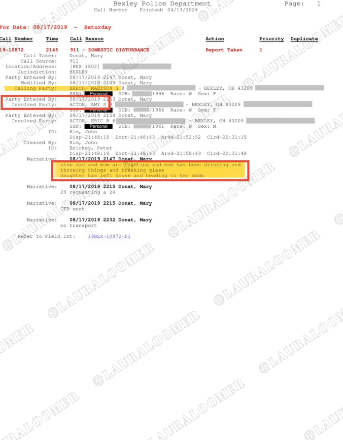 EXCLUSIVE: Never-Before-Released 911 Call Log Reveals Amy Acton’s Own Daughter Reported “Mom Has Been Drinking And Throwing Things” During 2019 Domestic Disturbance 1 image 65