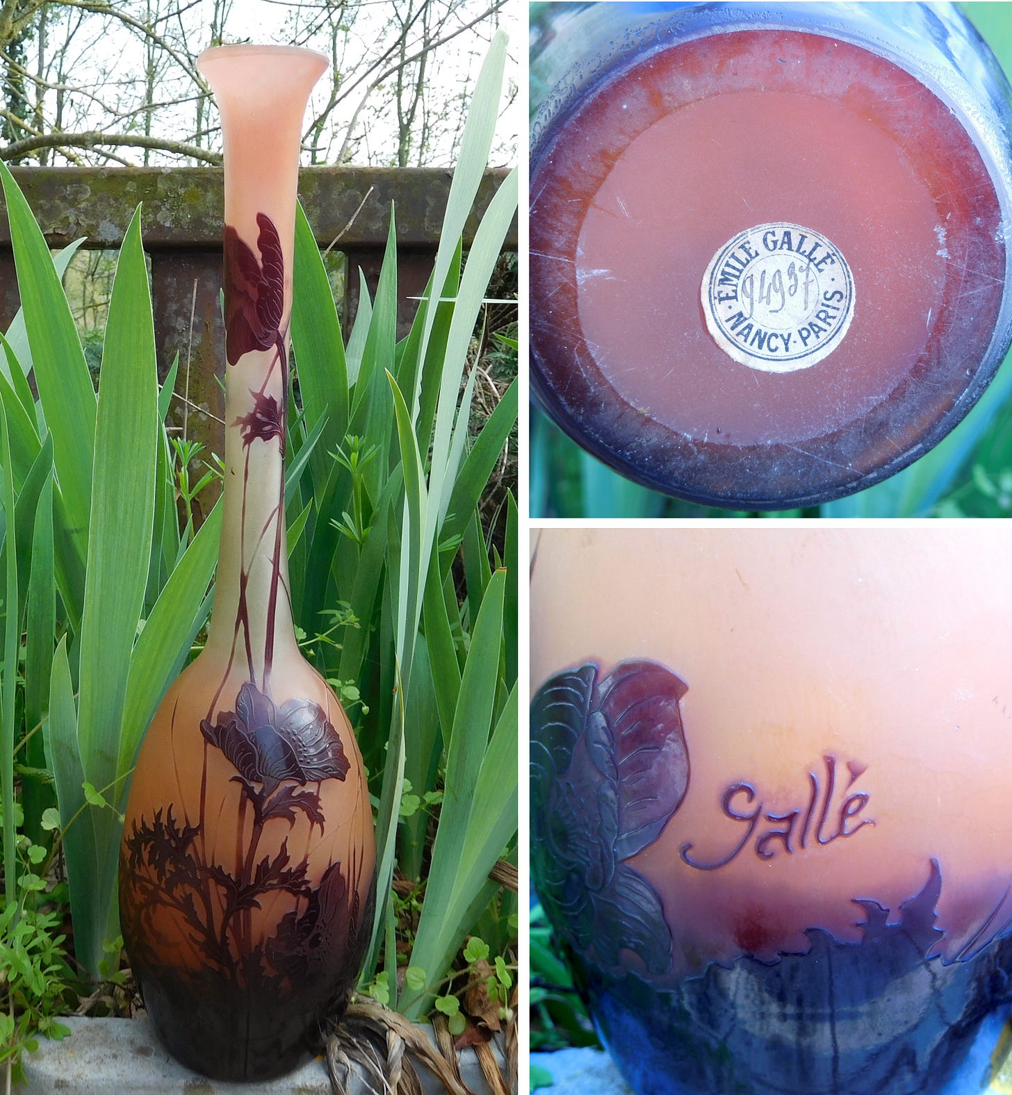 Etablissements Gallé, Poppy soliflore vase, 1920, ©Duval Enchères 2017.