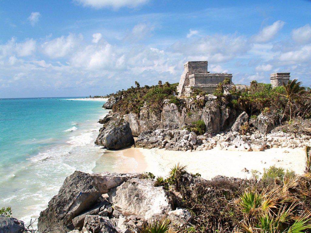 Tulum Castillo view from the coast 1995