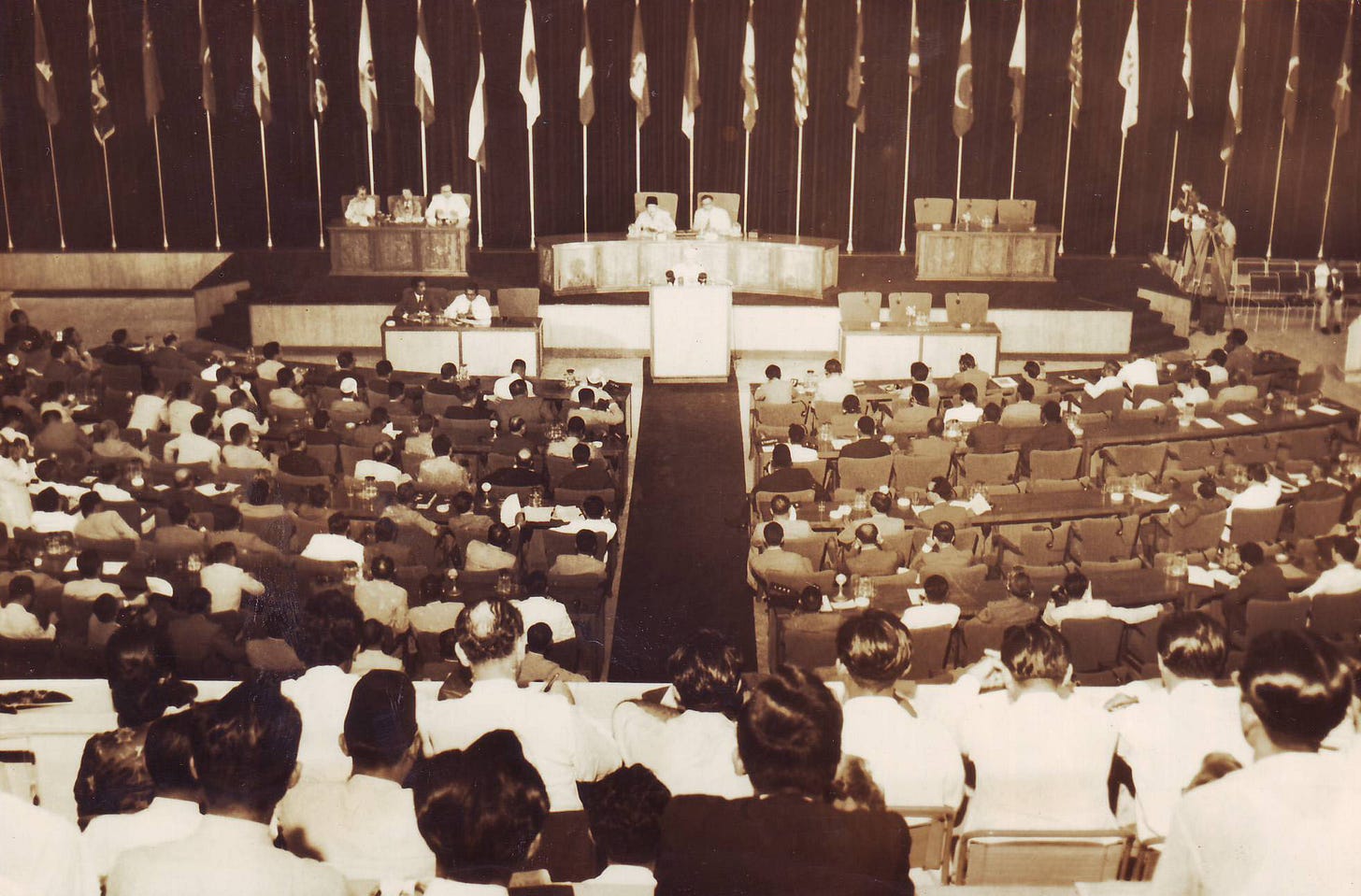 The view of the Asian-African Conference in Merdeka Building, Bandung, on April 24th 1955.