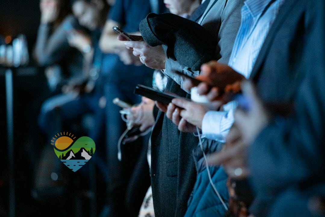 people using phone while standing