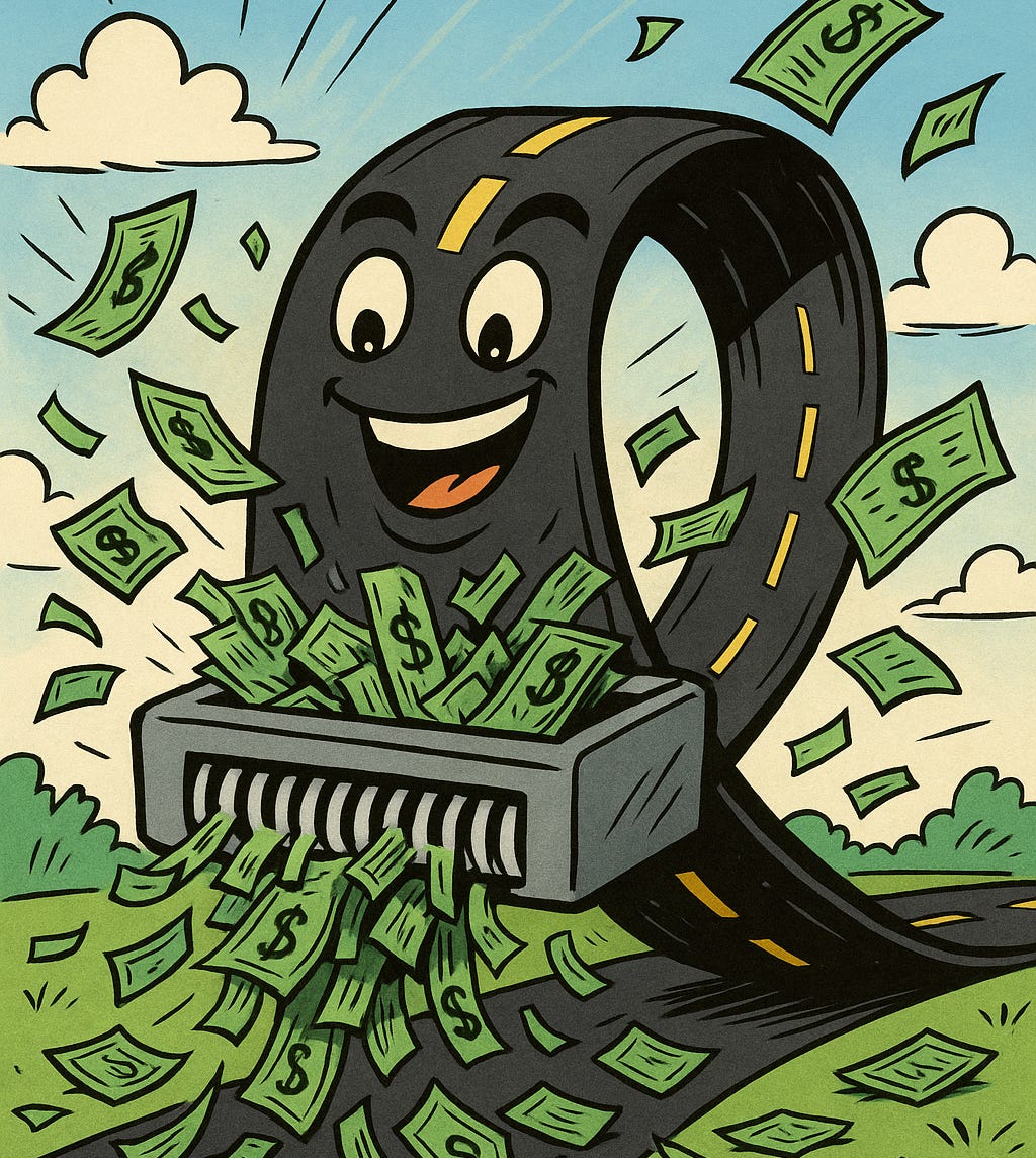 Imagining a road shredding money