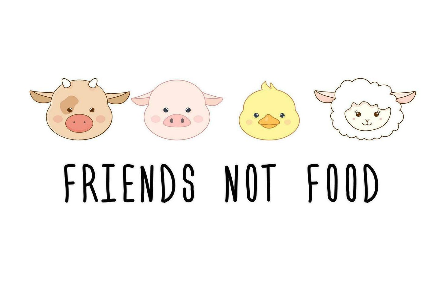 cute kawaii animals vegetarianism slogan friends not food 27450932 Vector  Art at Vecteezy