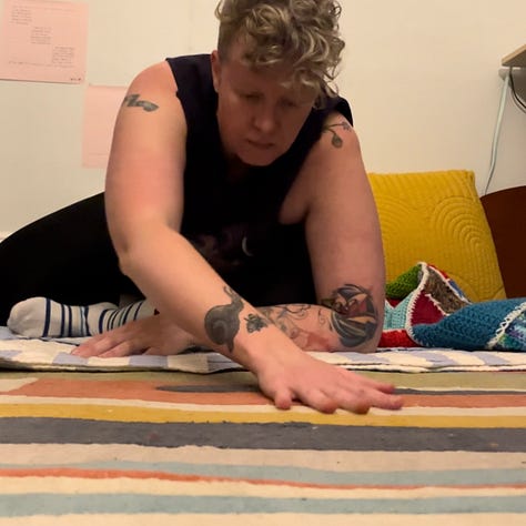 video stills of a person seated on the floor in motion