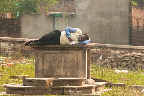 Sleeping Men. The graves. Chunar