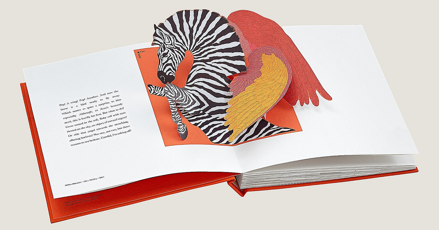 View: above, Pop-Up Hermès book in English