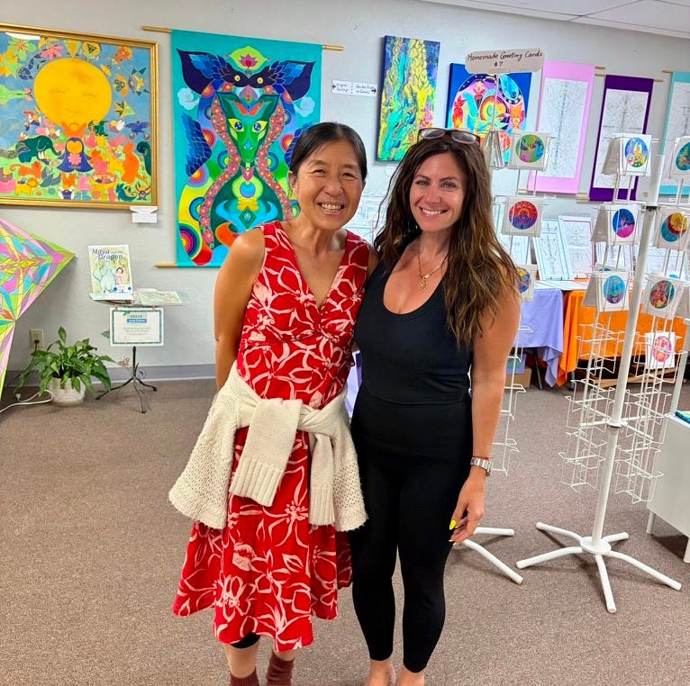a photo of christina nikols and haruko blue star child together in her studio after a powerful sound healing a photo of christina nikols and haruko blue star child together in her studio after a powerful sound healing