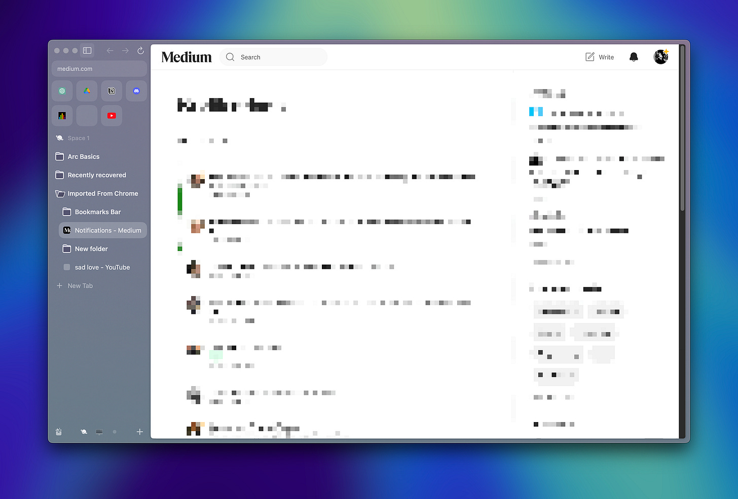Arc browser sidebar