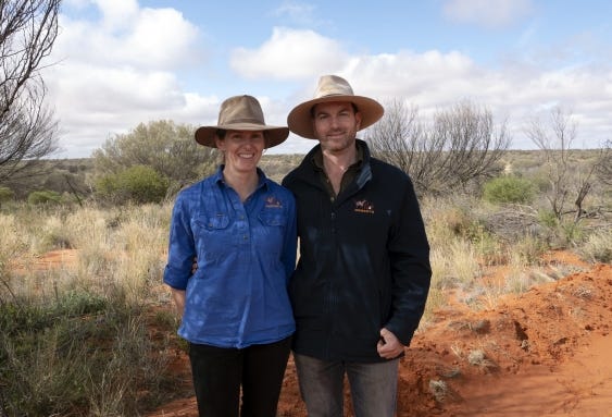 Dr Rebecca West and Dr Reece Pedler at Sturt National Park Dr Rebecca West and Dr Reece Pedler at Sturt National Park