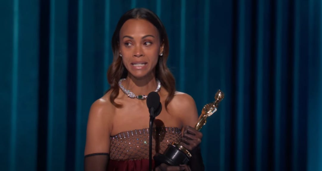 'Guardians Of The Galaxy' Actress Zoe Saldaña Claims Inanimate Oscar Statue Is "Gender Fluid"