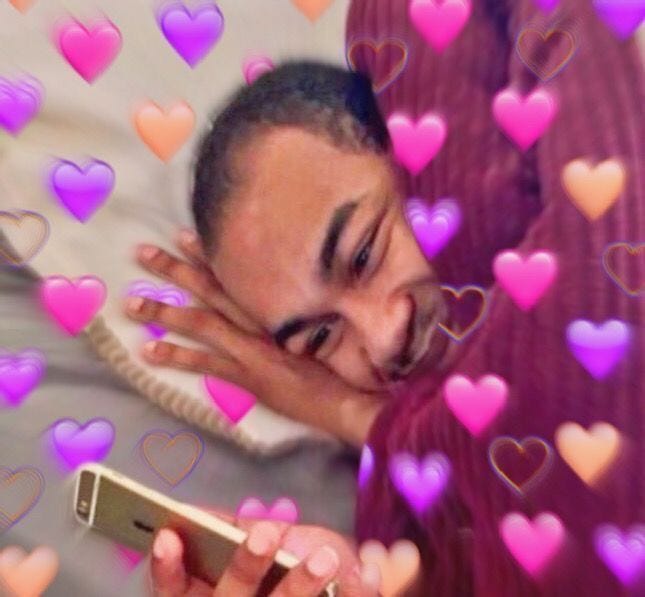 meme looking at the phone absolutely swooning like an idiot