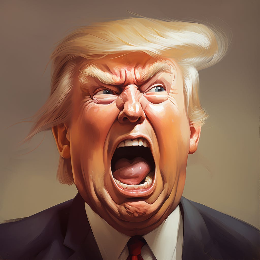 Caricature drawing of Donald Trump generated by AI 2024 Caricature drawing of Donald Trump generated by AI 2024