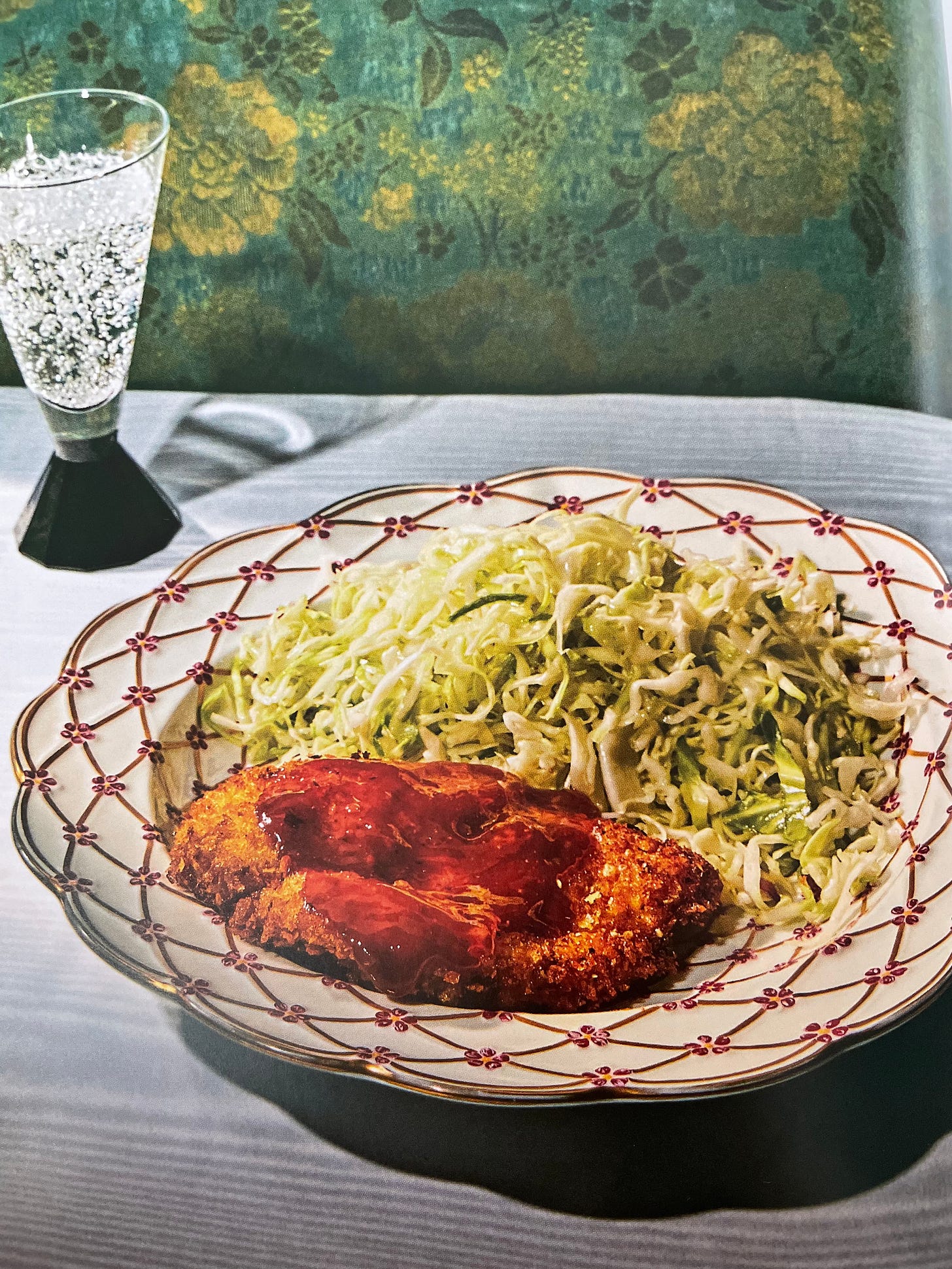 Crispy chicken cutlet with shredded cabbage