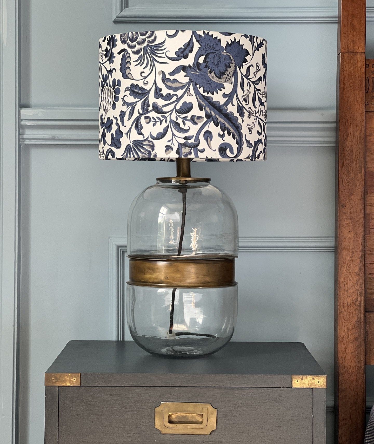 Lamp shade on a beside table