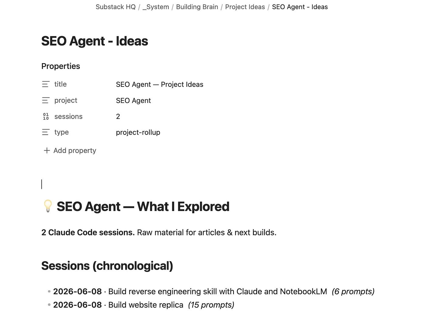 Project ideas scraped from Claude Code sessions in the AI second brain
