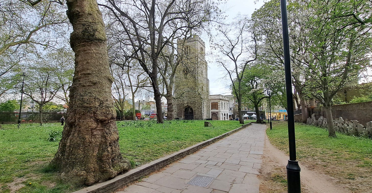 St Augustine's church tower in Hackney