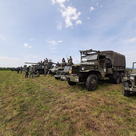 Images from the Military Weekend, featuring WWII tanks, vehicles and even a horse and cavalry rider.
