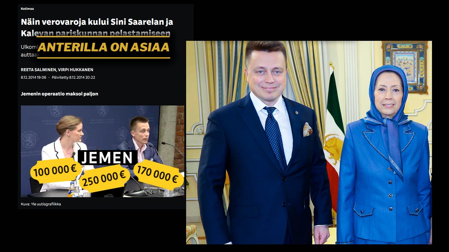 Kaleva tunnetaan terroristeille miljoonien järjestämisestä veronmaksajien rahoista ja vasemmistolaisten Iranin islamistipuolueiden kanssa flirttailusta.