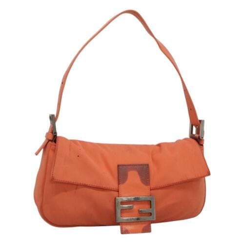 FENDI Mamma Baguette Shoulder Bag Nylon Orange Auth hk2111 - Picture 1 of 22
