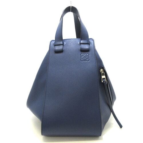 Auth LOEWE Hammock Bag Medium Navy Calf Leather Handbag - Picture 1 of 15