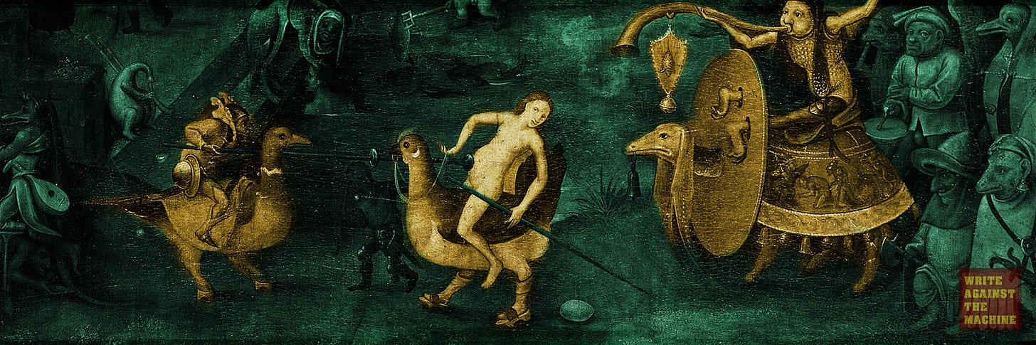 Irony | Digital Collage by @writeagainstmachine Based on Pieter Huys - Inferno (1570) 