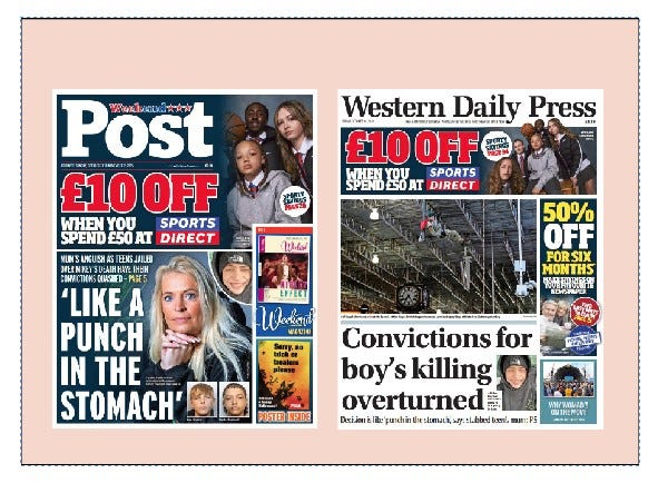 P1 of the Bristol Post and Western Daily Press