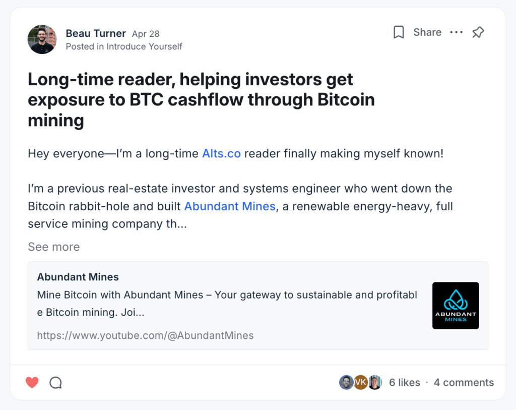 The economics of Bitcoin mining: A review of Abundant Mines
