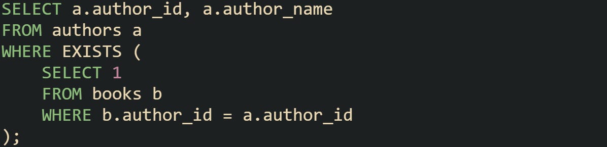 Using EXISTS for Fast Conditional Filtering in SQL