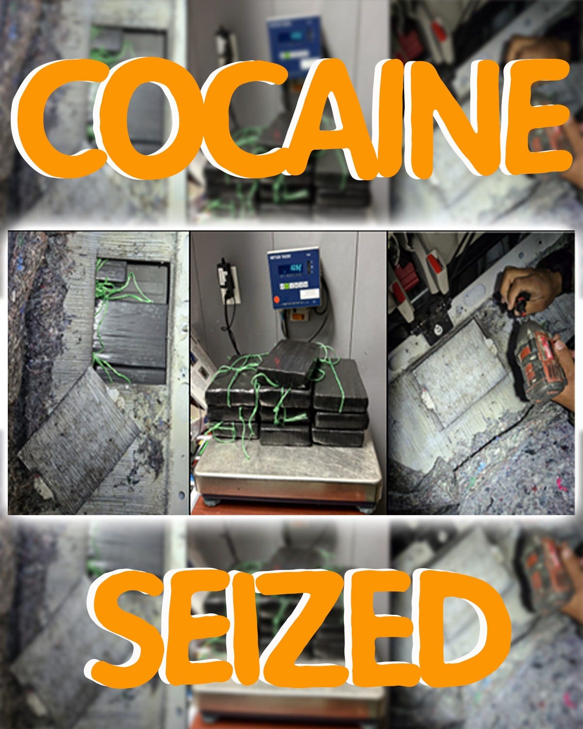 The cocaine was discovered inside a hidden compartment under a row of seats in an SUV