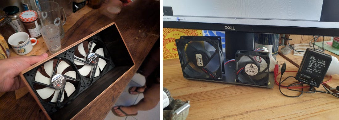 2 images de ventilateur d'ordinateur assemblés