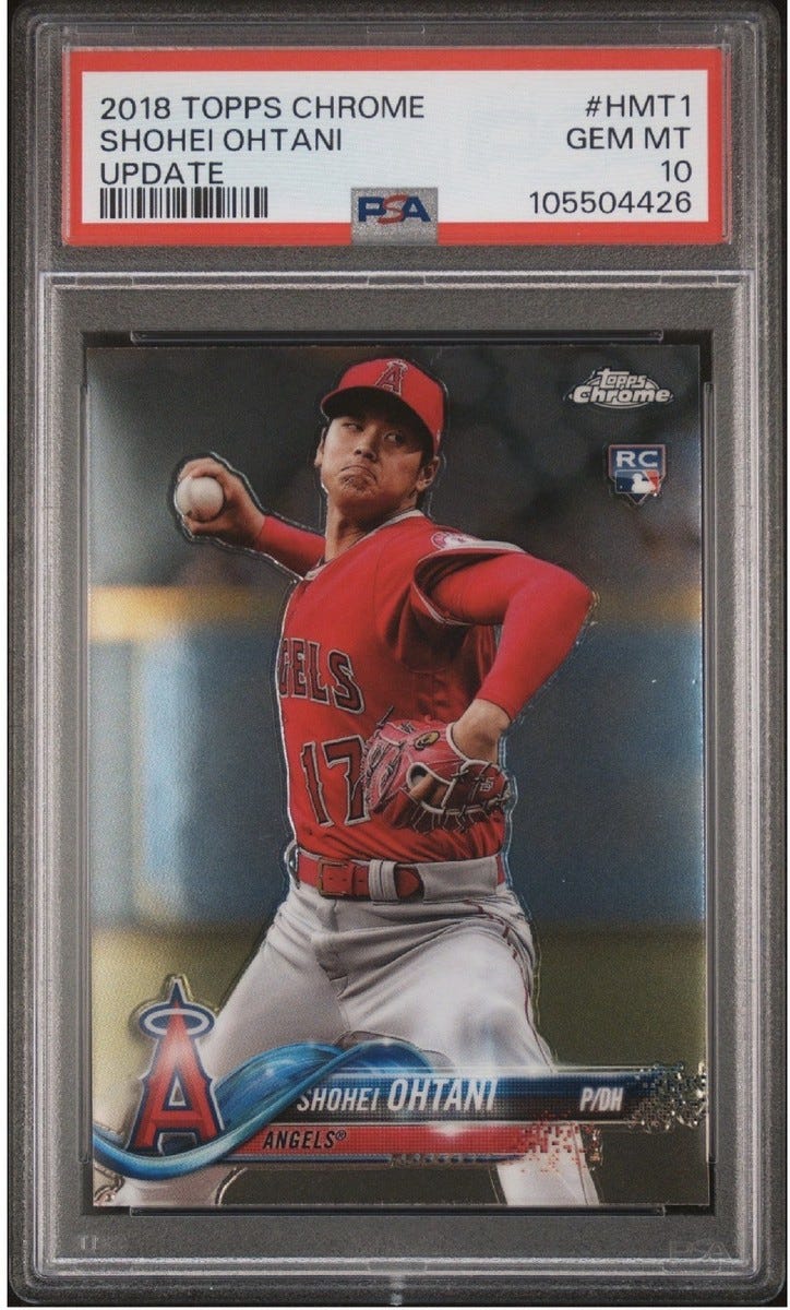 Shohei Ohtani 2018 Topps Chrome Update Rookie Card #HMT1 PSA 10 Gem Mint Shohei Ohtani 2018 Topps Chrome Update Rookie Card #HMT1 PSA 10 Gem Mint