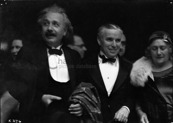 Chaplin with Albert Einstein and his wife at the City Lights premiere Chaplin with Albert Einstein and his wife at the City Lights premiere