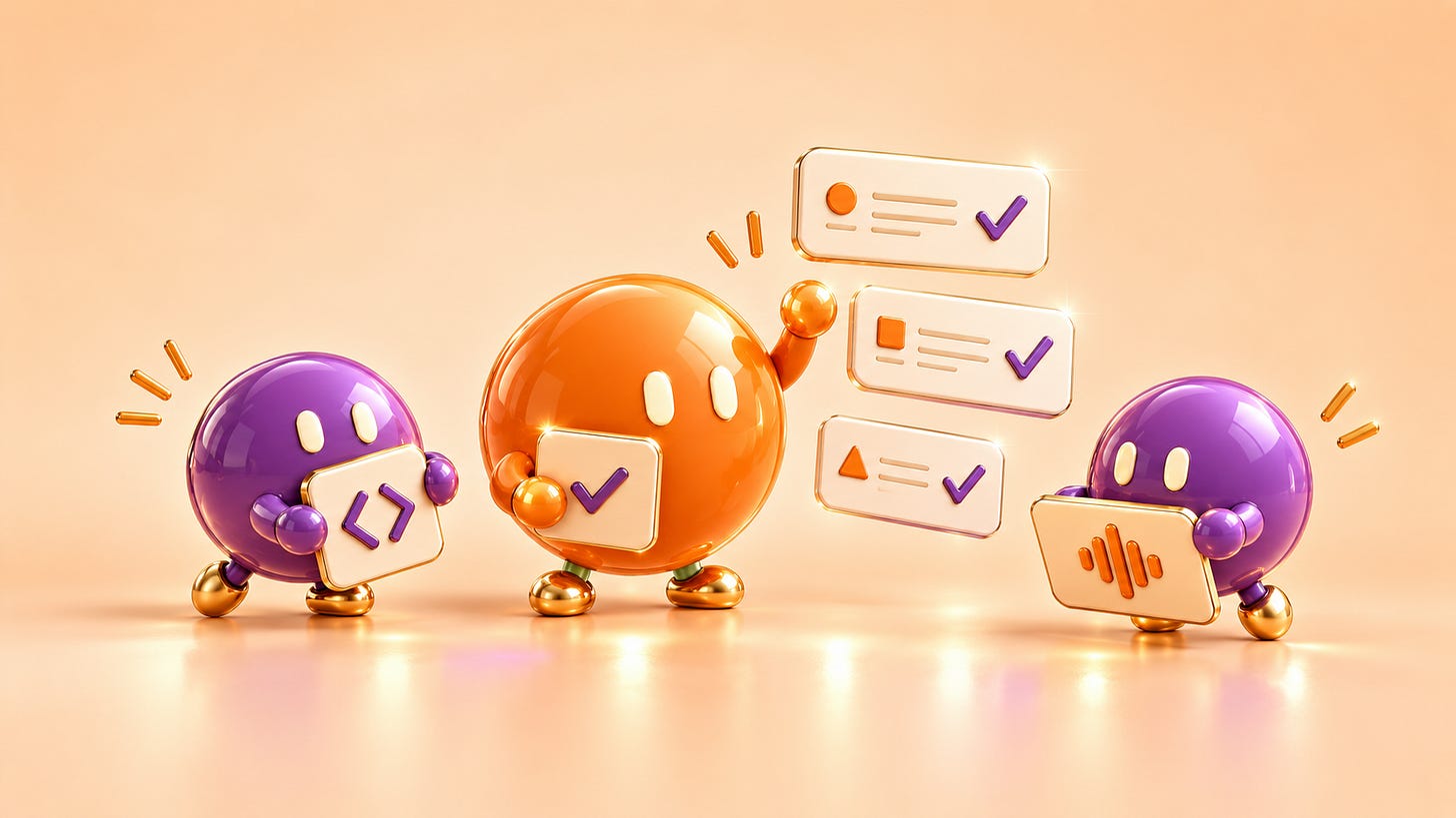 Illustration of dot-like, spherical agents collaborating